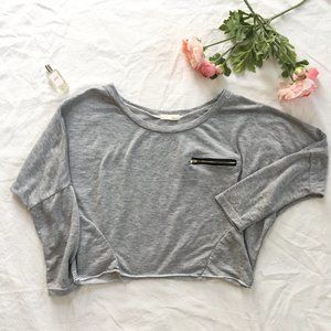 Grey Zip Pocket Crop Top